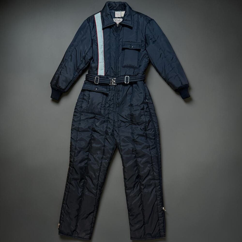 Vintage Walls Blizzard-Pruf Insulated Snowsuit Womens Black Gray Stripe Sz 12-14